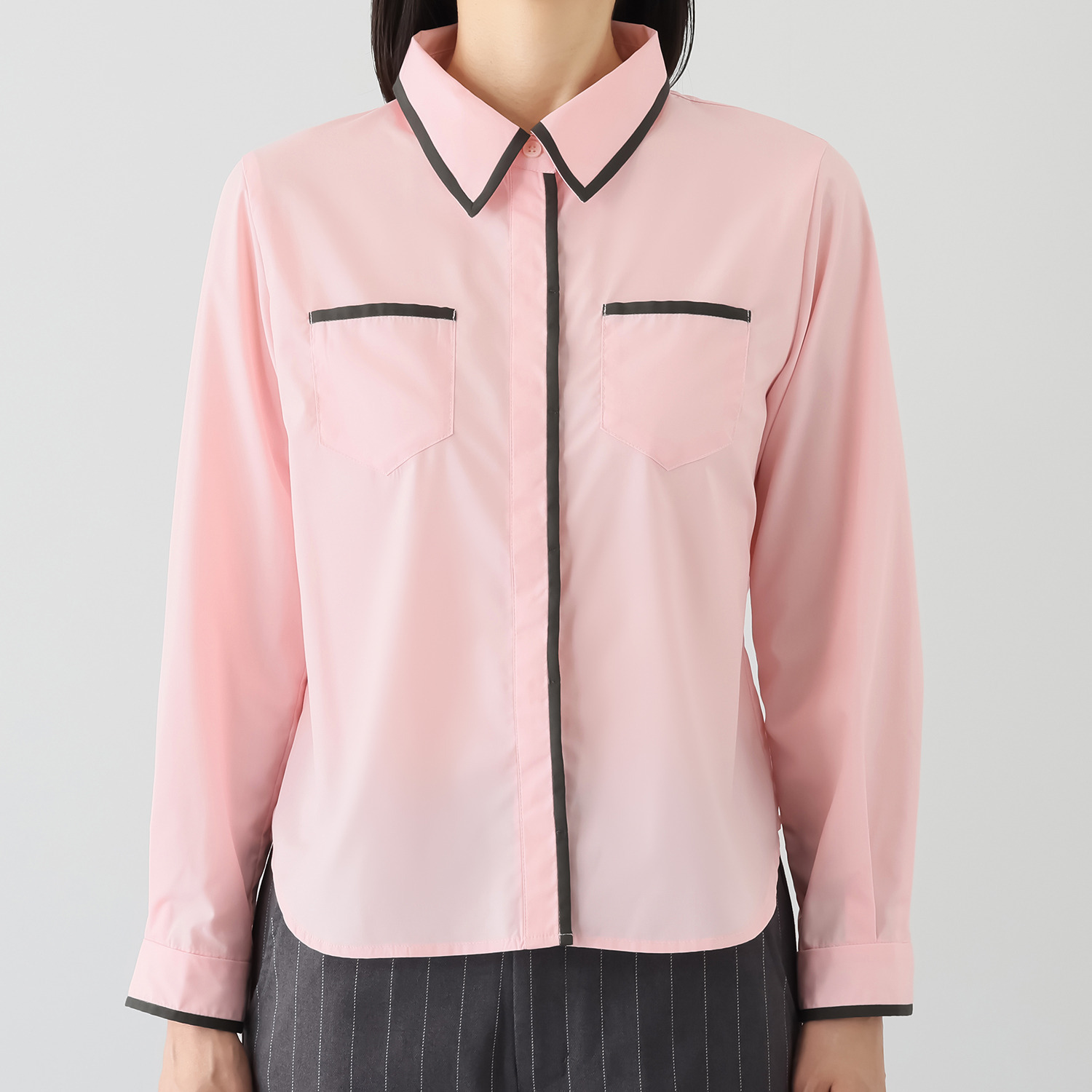 エムジェイアール　バイ マチコ　ジント　ロンドン 配色アクセント 比翼仕立てシャツ