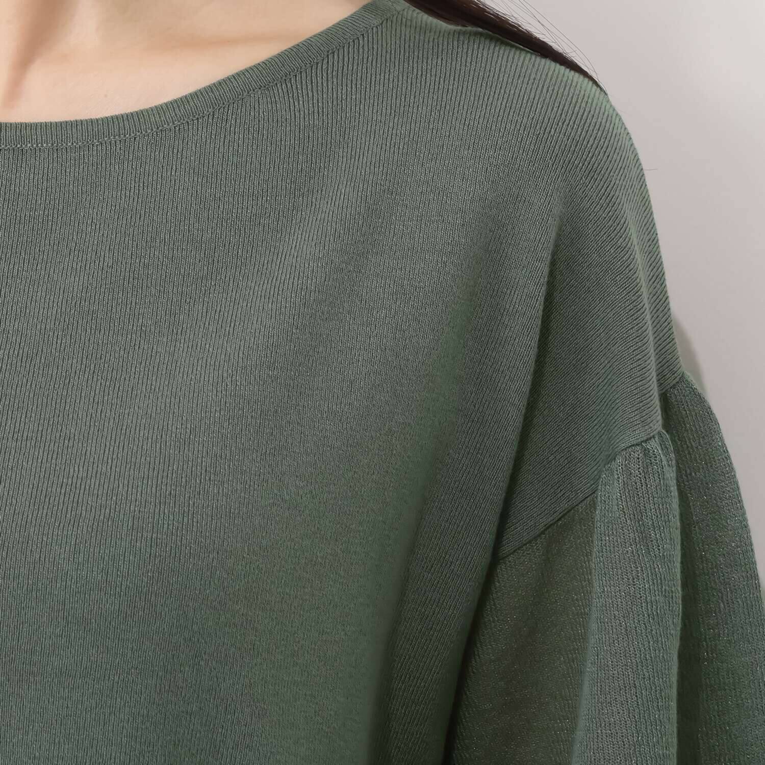 ミューリエ ゆるっと上品で おしゃれ見え 袖シアー ニットプルオーバー