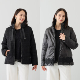 メゾン馬里邑 ツイード リバーシブル 中綿ジャケット