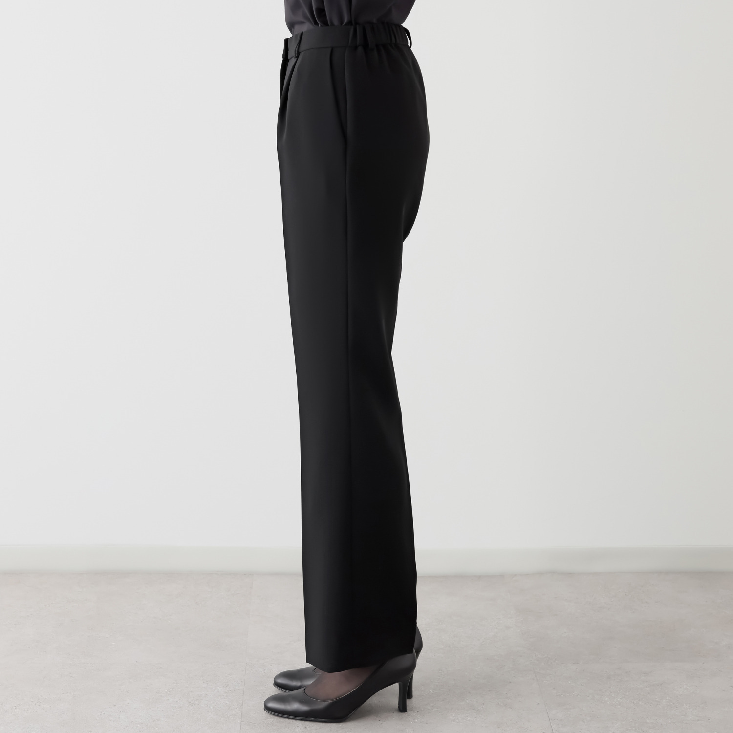 マダムヒロコ バイ　ニュイ ブラックフォーマル 洗濯機で洗える！ セミフレアーパンツ