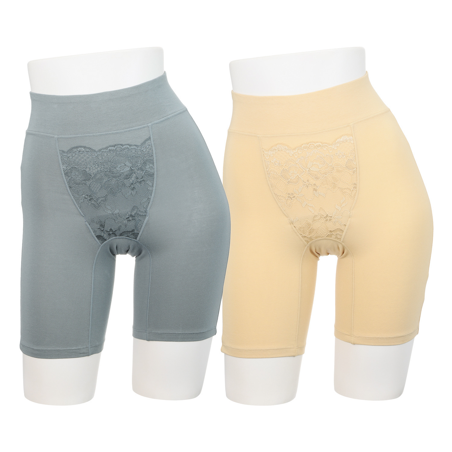 サラバディ 東洋紡ランシール使用 吸水・消臭 綿混 レースアクセント ロングショーツ２枚セット