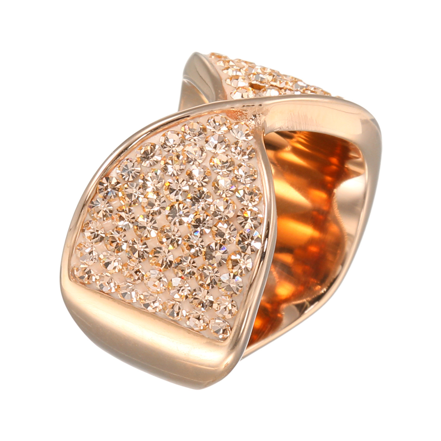 エービーステン ステンレス クリスタルガラス ツイストデザイン リング