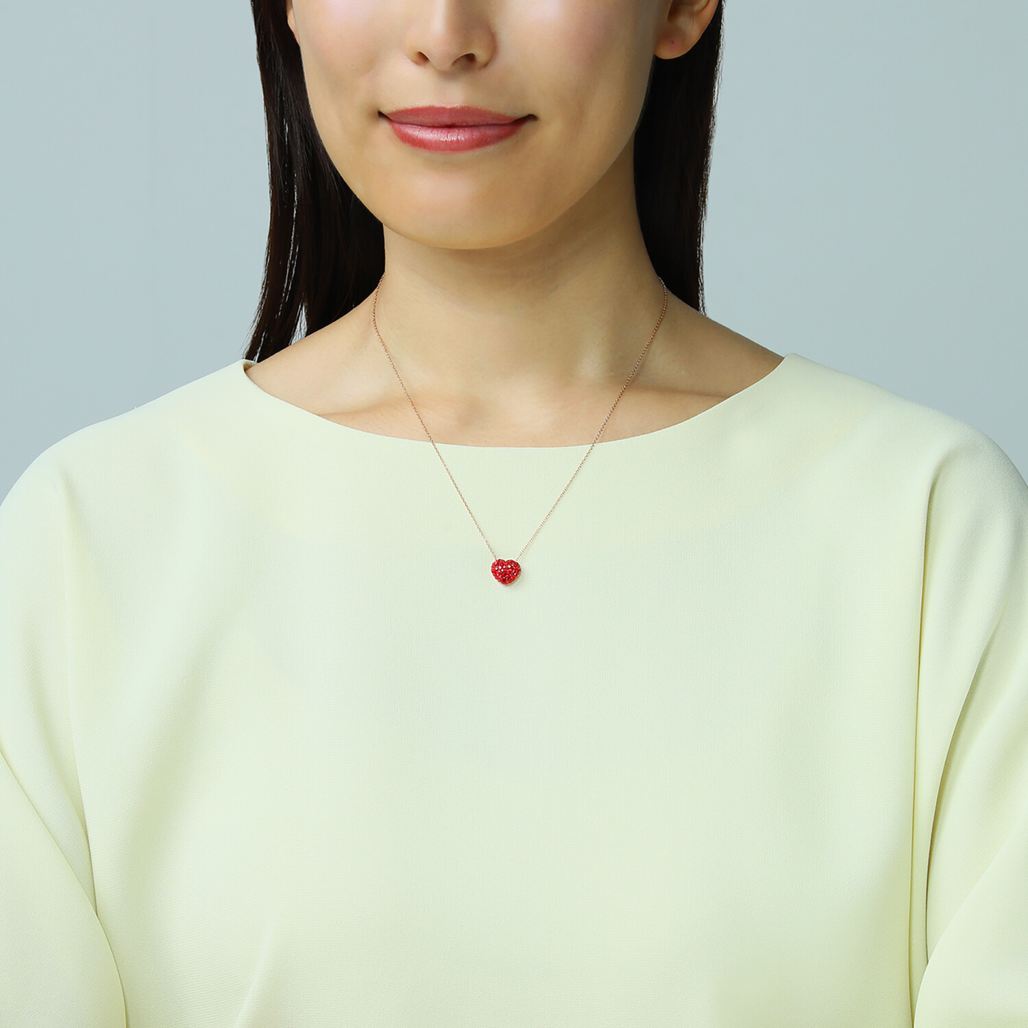 エービーステン ステンレス クリスタルガラス ミニハートモティーフ ネックレス