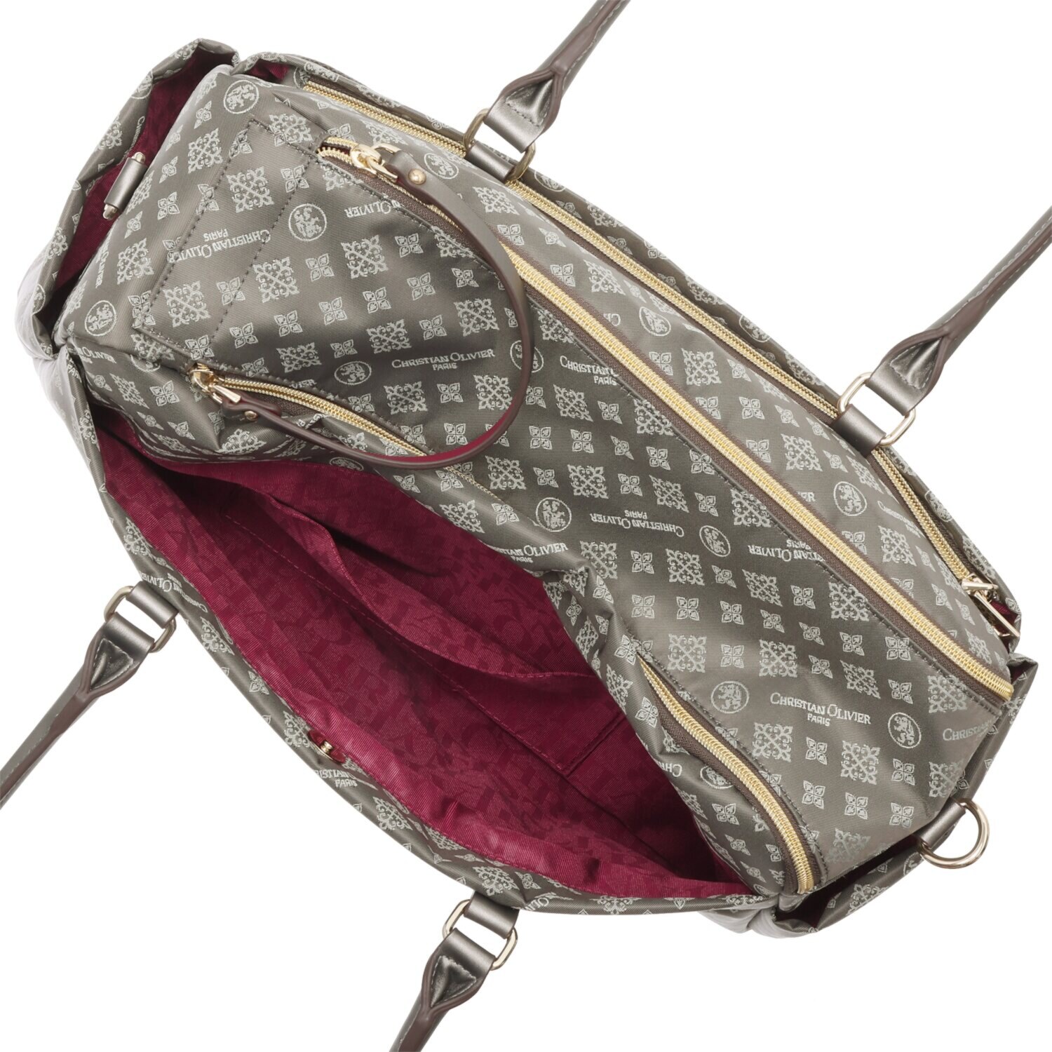 クリスチャン　オリビエ はっ水ジャガード 片手で簡単開閉！ ２ウェイボストンバッグ 