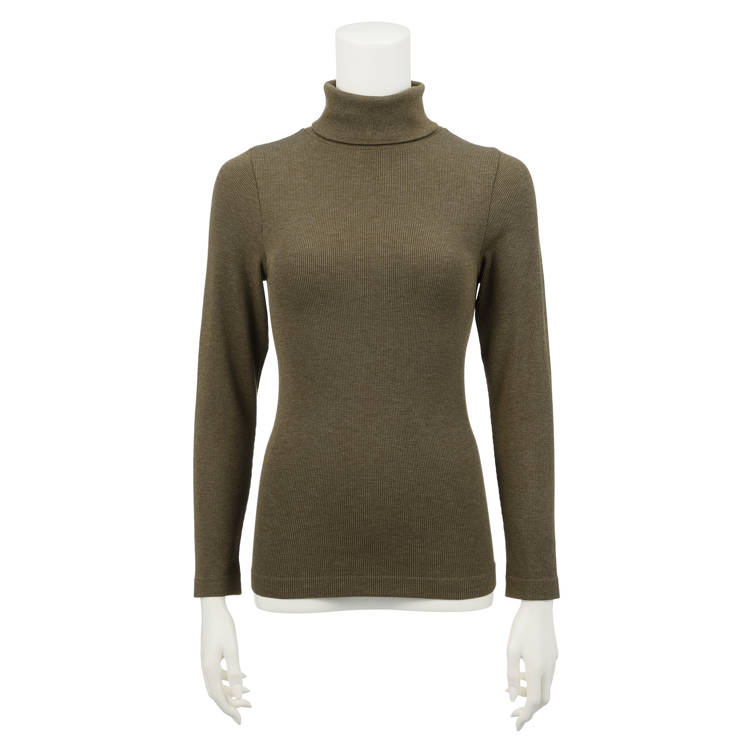 美人工房 やさしくボディにフィット モダール混リブ タートルネック 長袖インナー