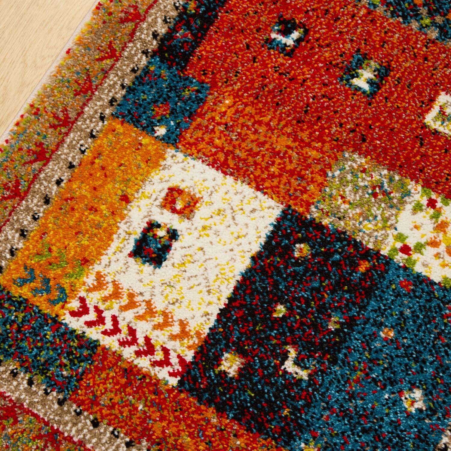 トルコ製　ウィルトン織 ギャベ柄　マット ノマドタイル ＜６０×９０ｃｍ＞