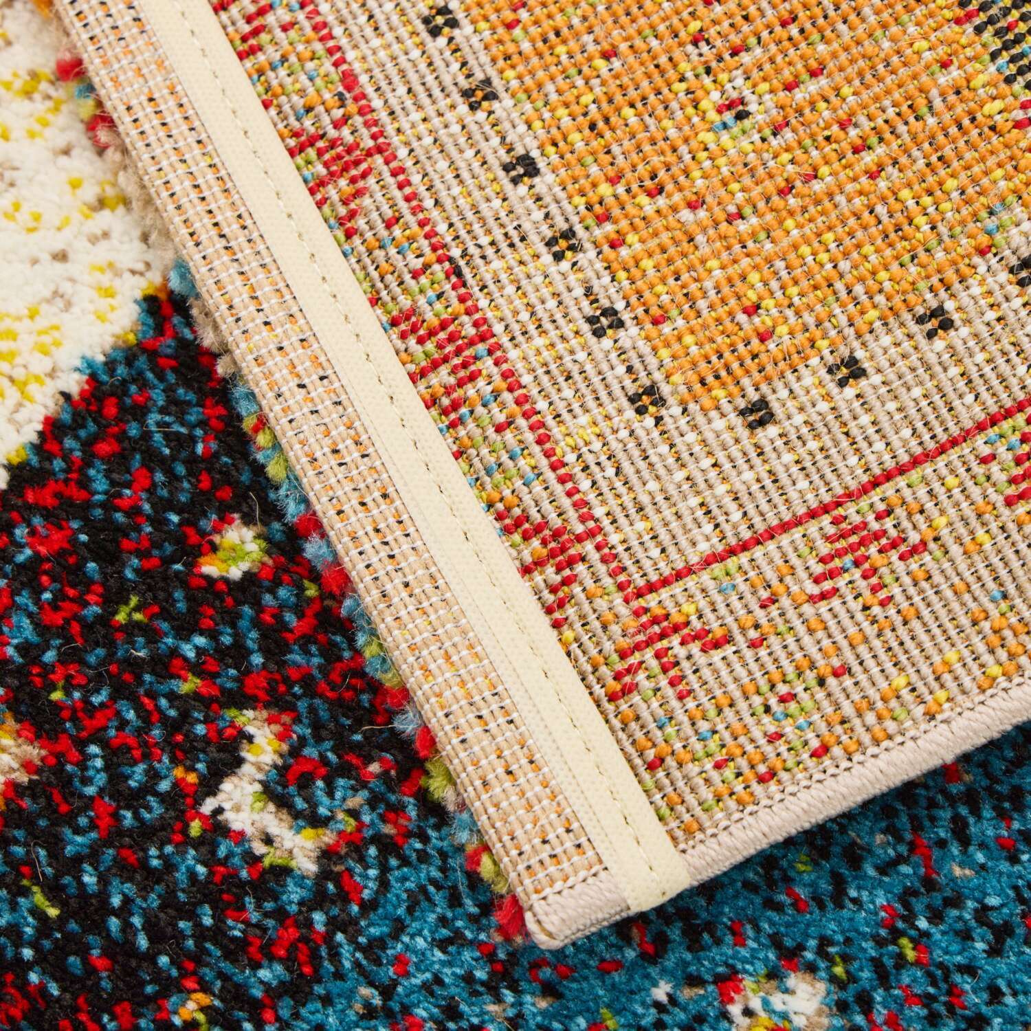 トルコ製　ウィルトン織 ギャベ柄　マット ノマドタイル ＜６０×９０ｃｍ＞