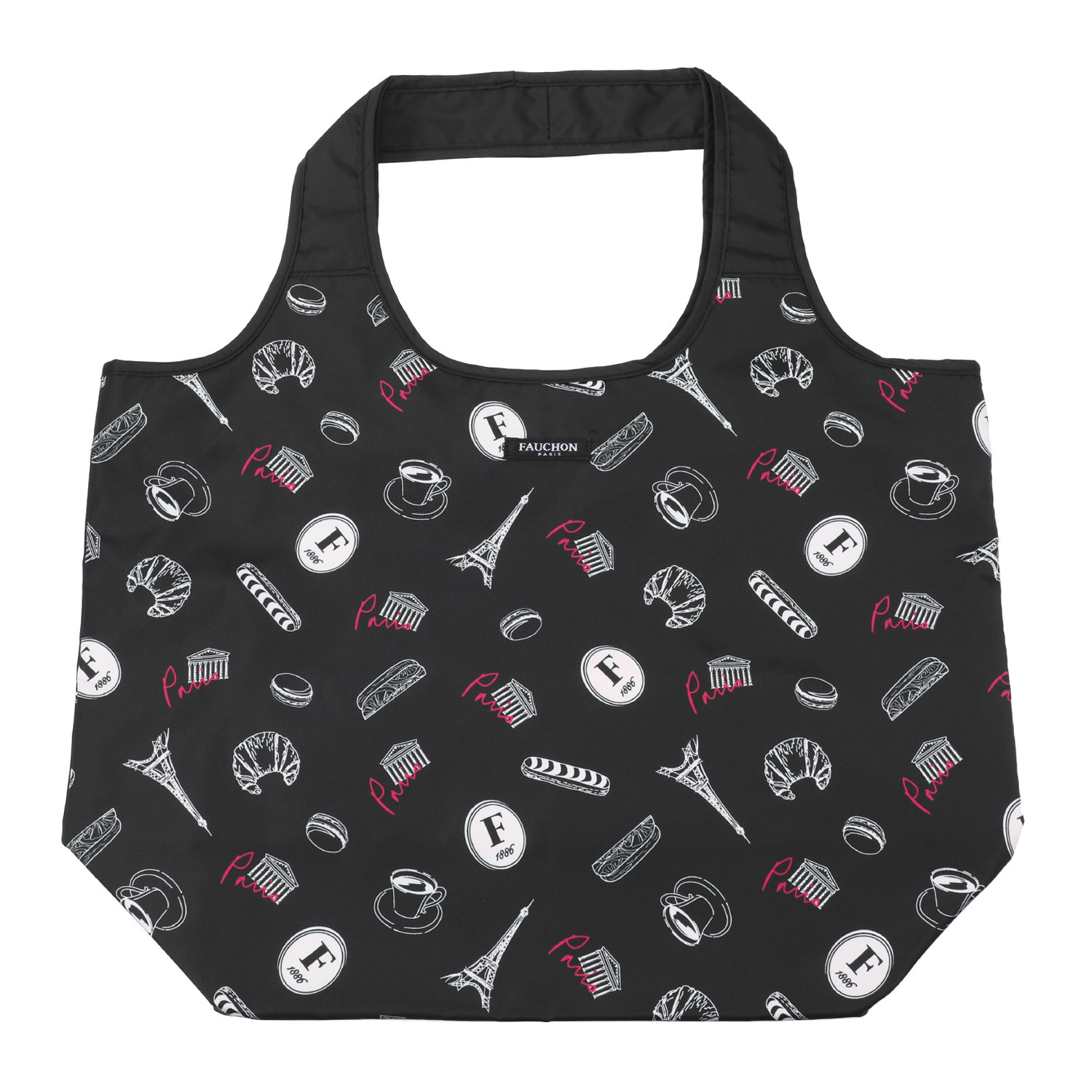 フォション 便利な底板付き はっ水加工プリント生地 ポケッタブルマイバッグ