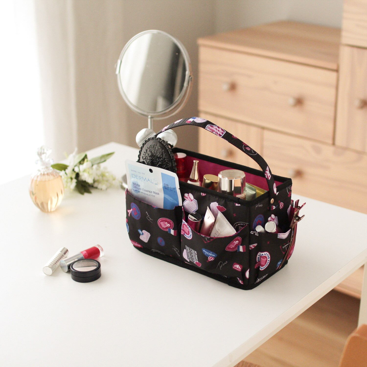 フォション プリント柄 折り畳みコスメボックス