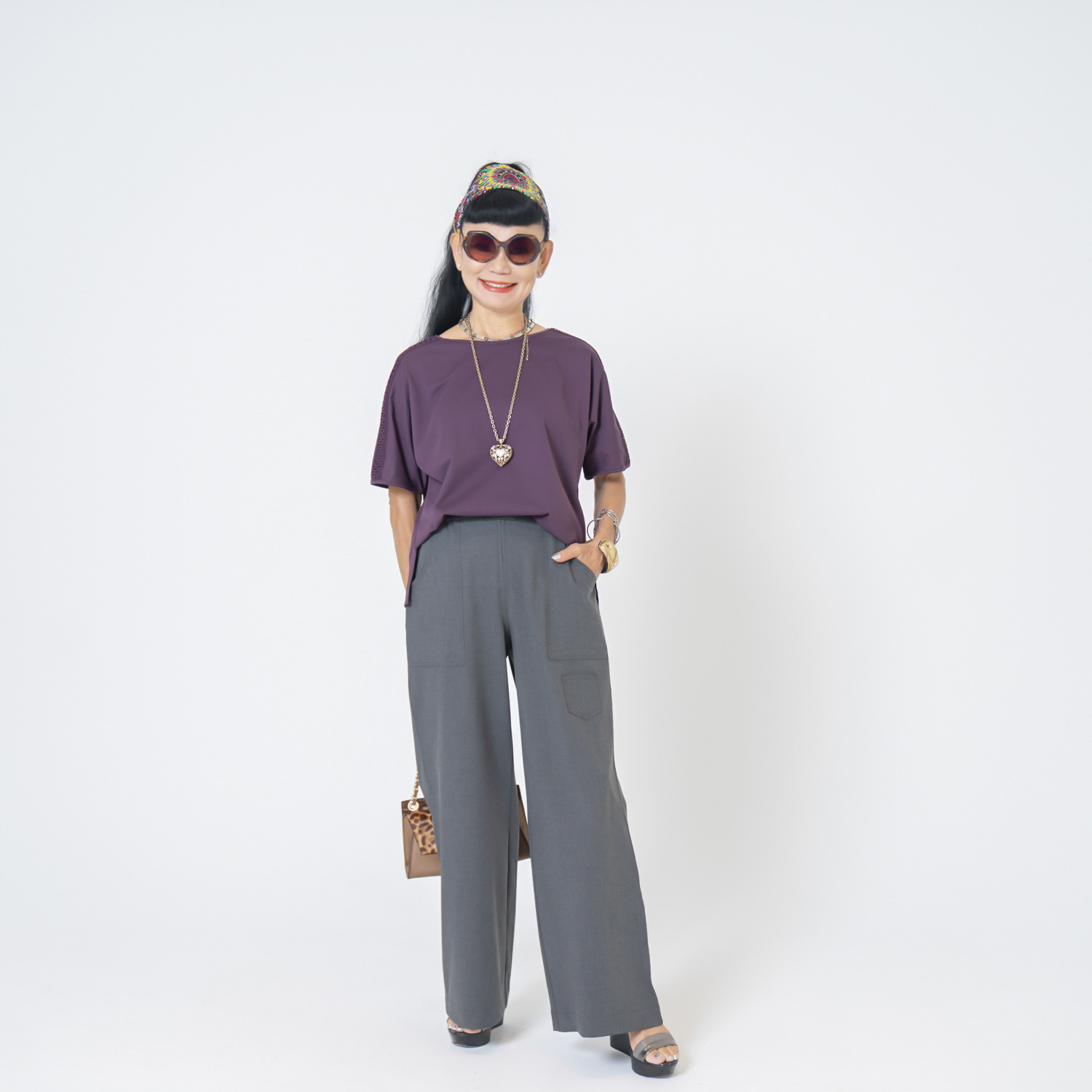 キョウコ　ヒガ ＵＶカット・接触冷感 触れるとひんやり ストレッチバギーパンツ