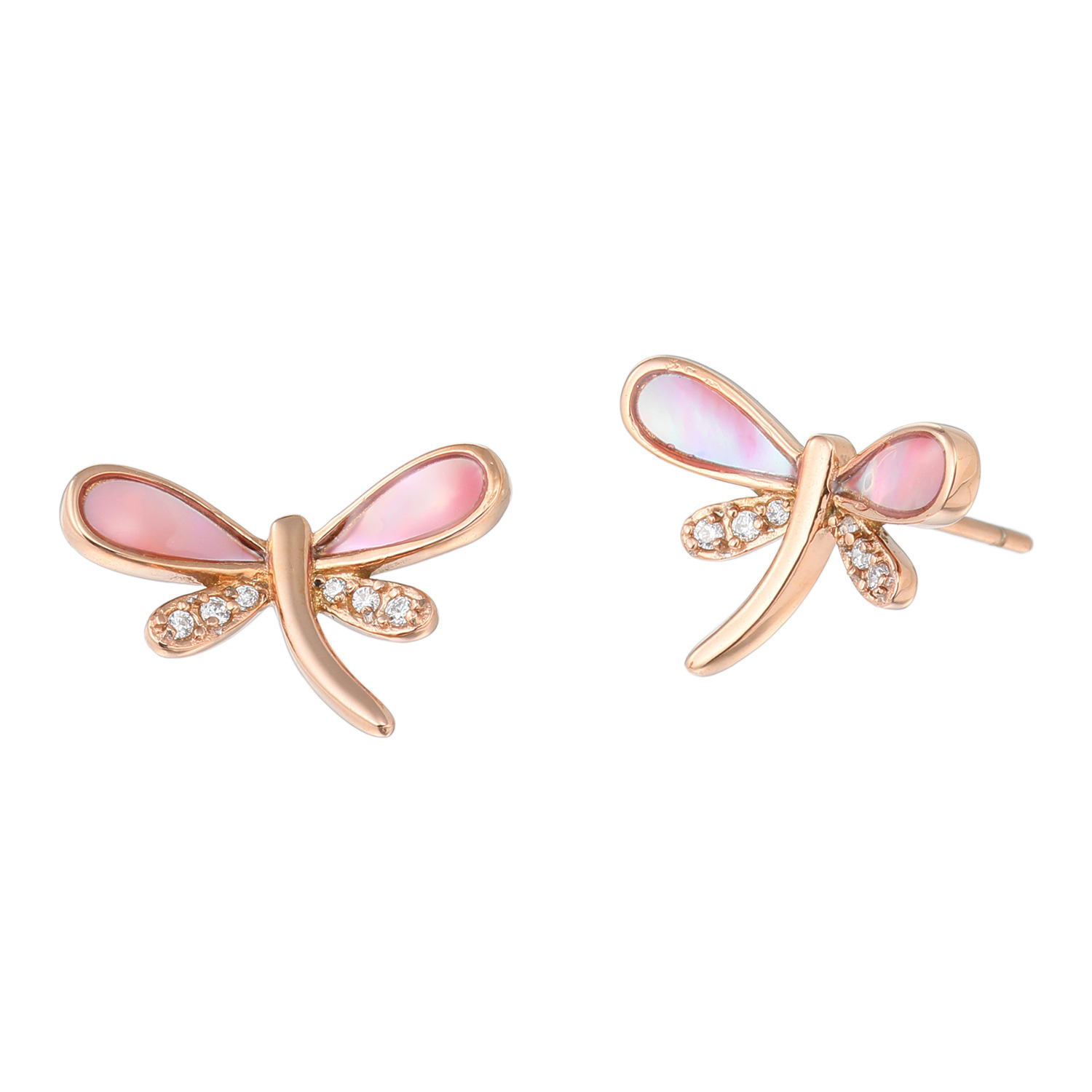 キラレ ステンレス アバローニシェル＆ＣＺ トンボモティーフ イヤリング／ピアス