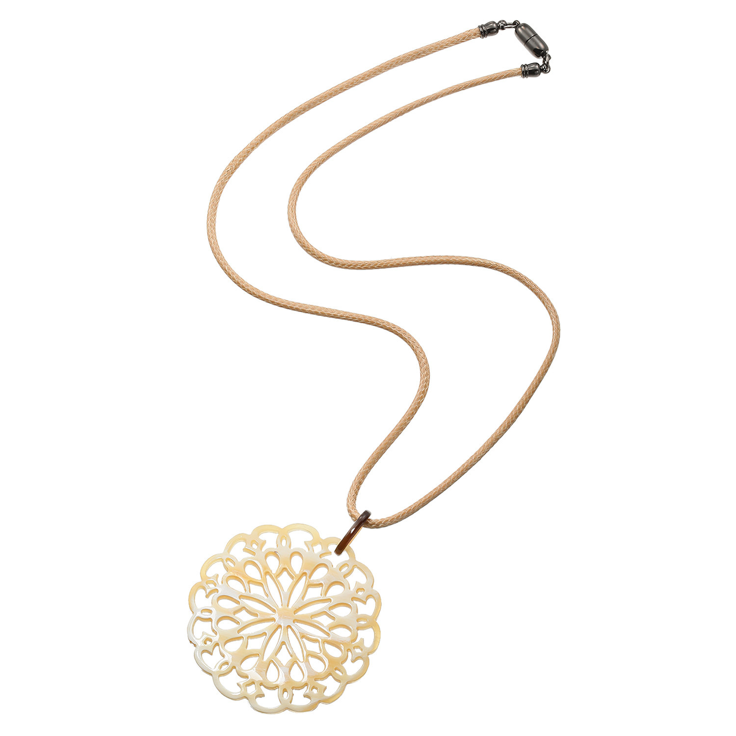 グランシフォレ 水牛 透かし彫り ロングコードペンダント