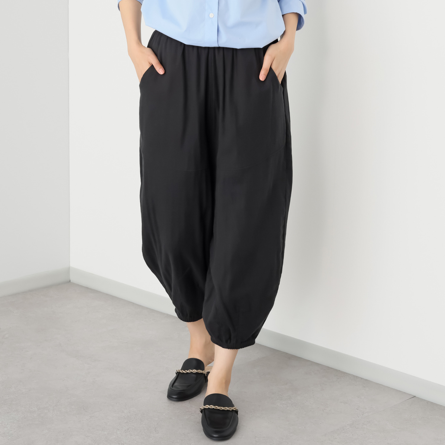 イージーライフ ＵＶカット トリプルガーゼ サルエル風パンツ