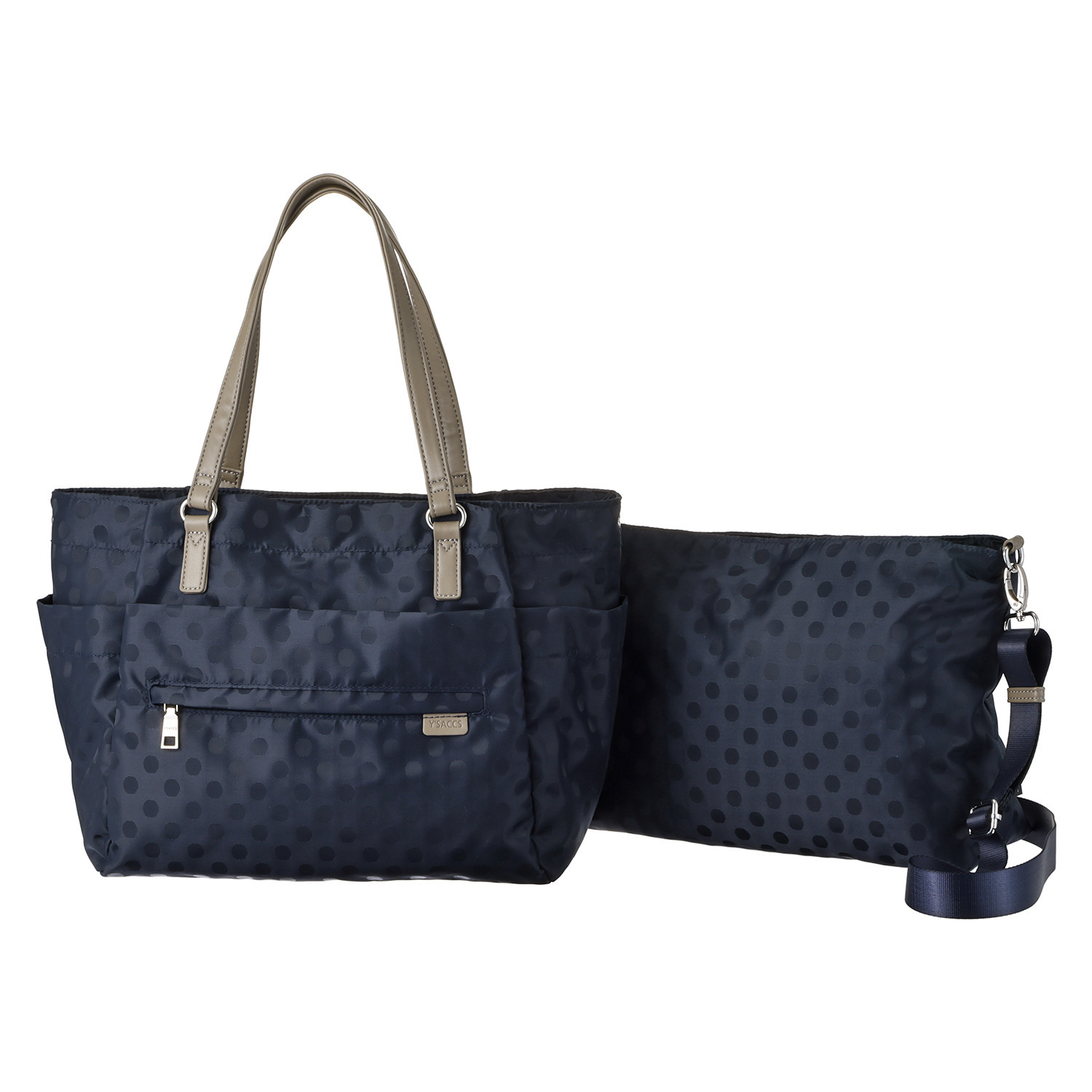 イザック はっ水　軽量 ドットジャガード ２ウェイトートバッグ＆ ショルダーバッグセット