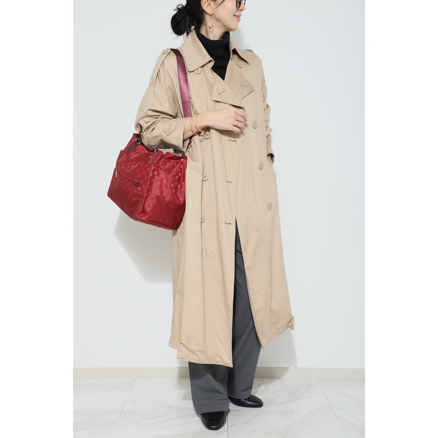 イザック はっ水　軽量 ドットジャガード ２ウェイトートバッグ＆ ショルダーバッグセット