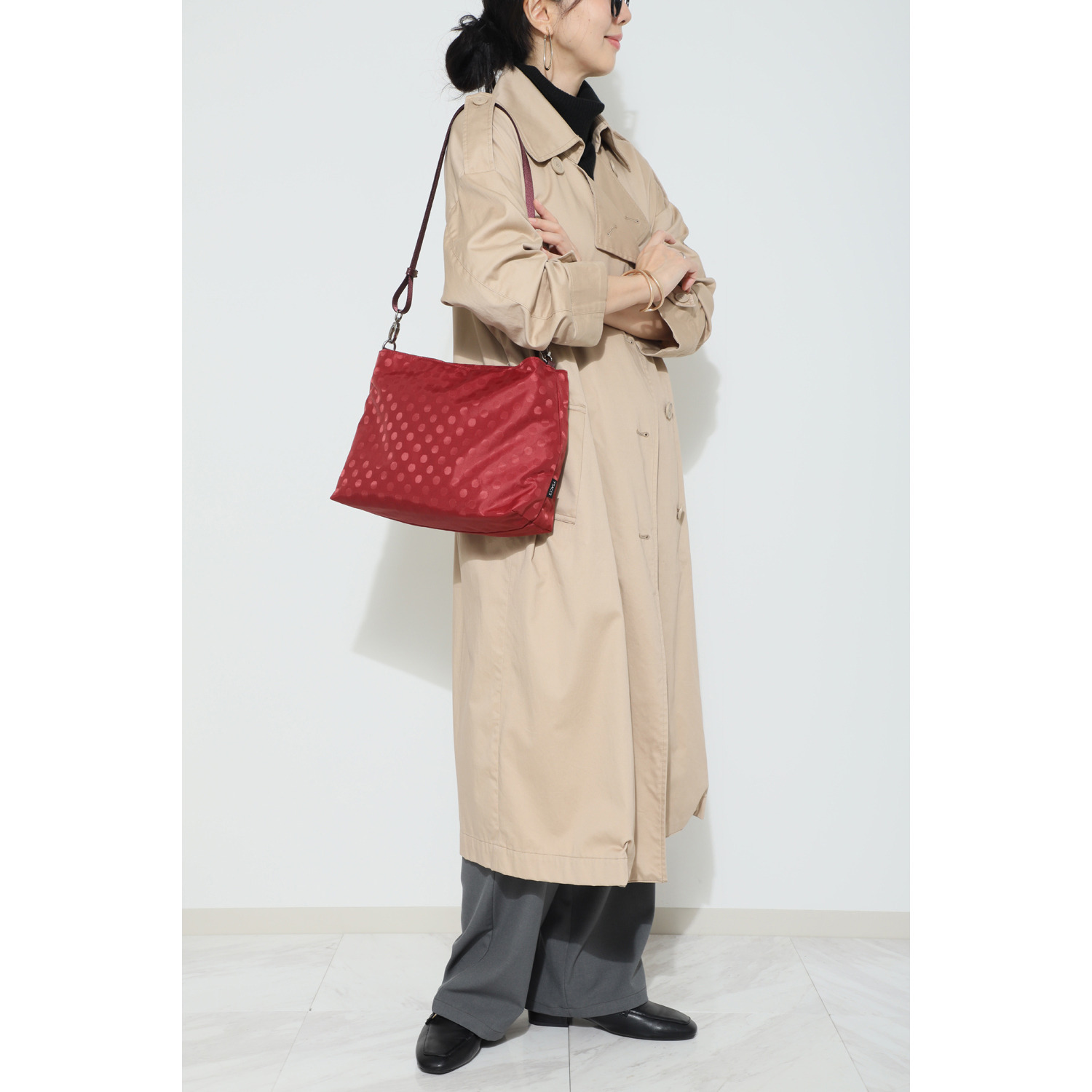 イザック はっ水　軽量 ドットジャガード ２ウェイトートバッグ＆ ショルダーバッグセット