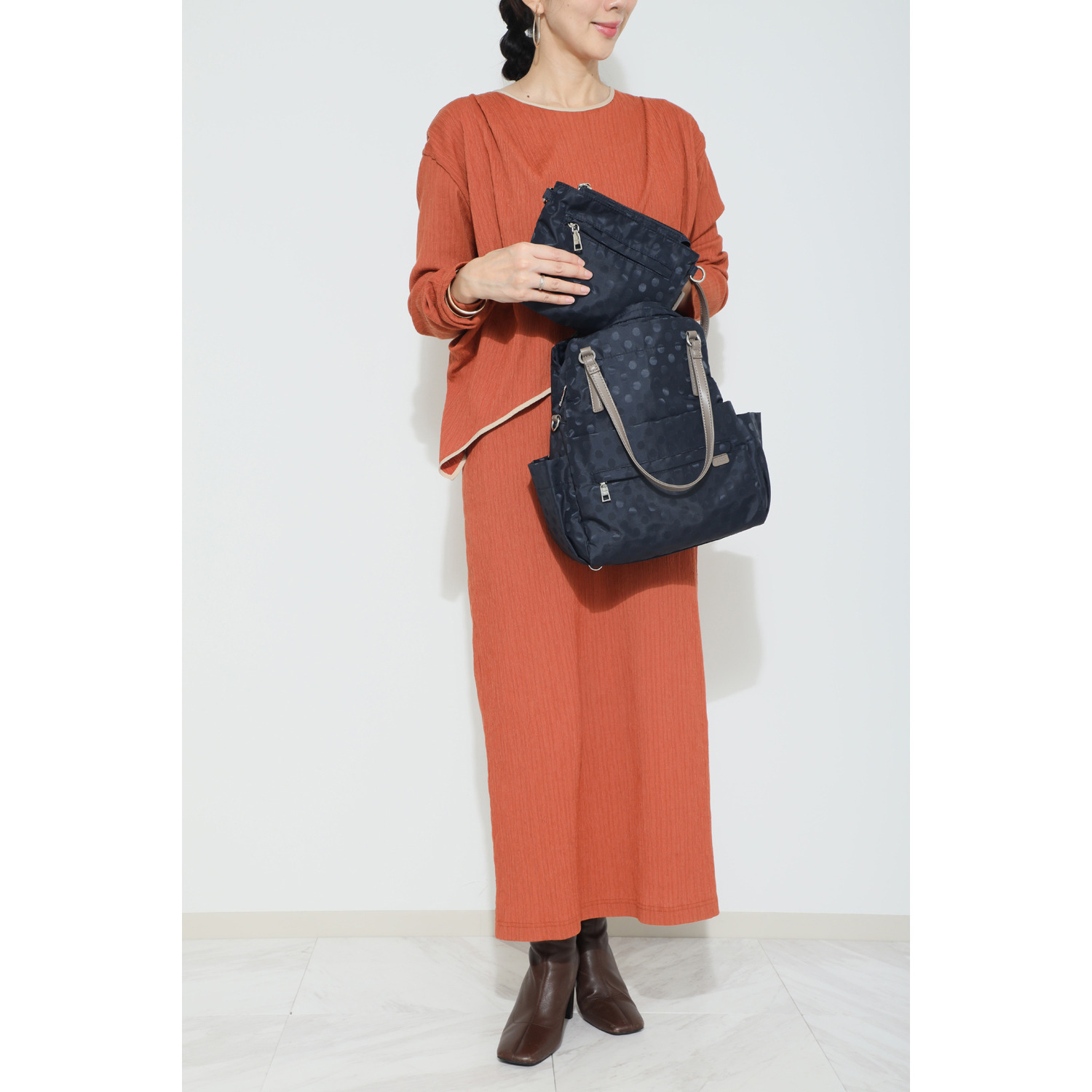 イザック はっ水　軽量 ドットジャガード ３ウェイリュック＆ サコッシュセット