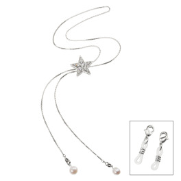 エアリーフェアリー プレシオサ社製 クリスタルガラス スターモティーフ スライド ロングネックレス＆ 淡水パールチャーム