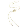 エアリーフェアリー プレシオサ社製 クリスタルガラス スターモティーフ スライド ロングネックレス＆ 淡水パールチャーム