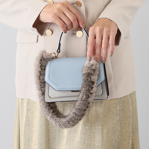 メルレット ミンクファー 編み込み マルチストラップ