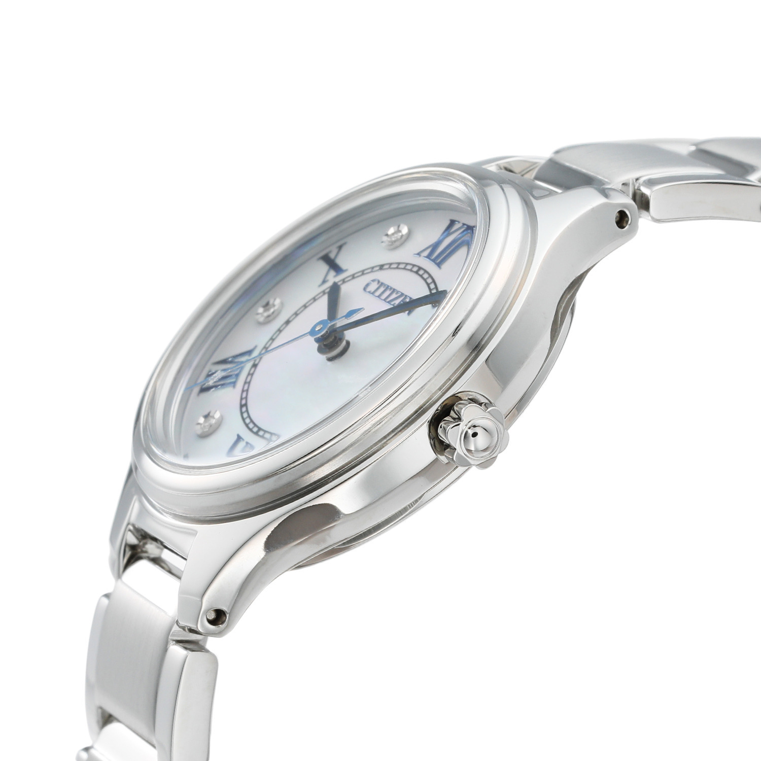 シチズン ６ポイントダイヤモンド ラウンドフェイス ステンレスベルト ソーラーウォッチ ＜シルバーカラー＞