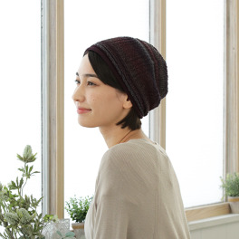 タイムクロス 日本製　超軽量 洗えるシルク混の ホールガーメント（Ｒ） おうちニット帽