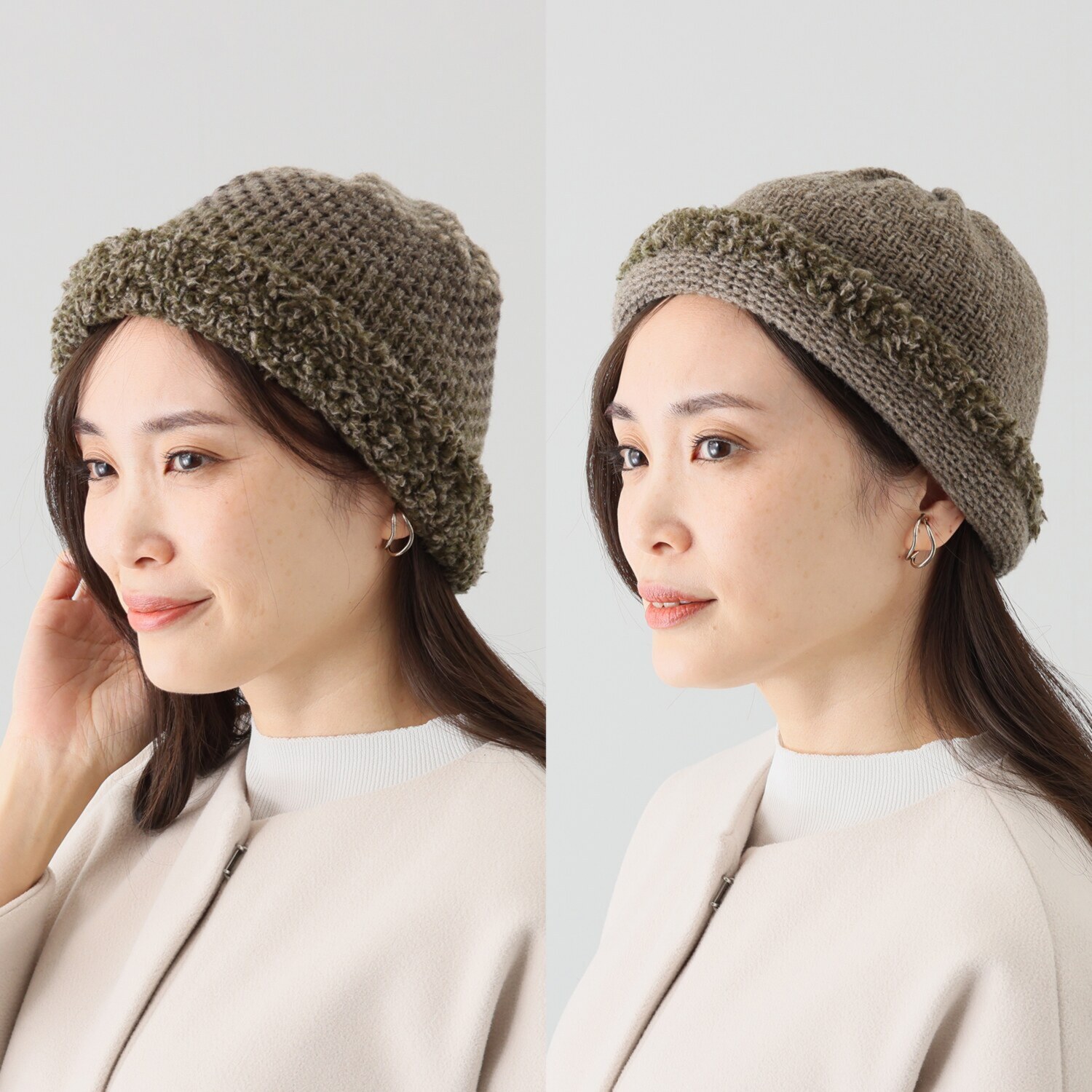 ベル・モード リバーシブルで ４通り楽しめる！ 日本製 タスマニアラムウール混 ニットワッチ