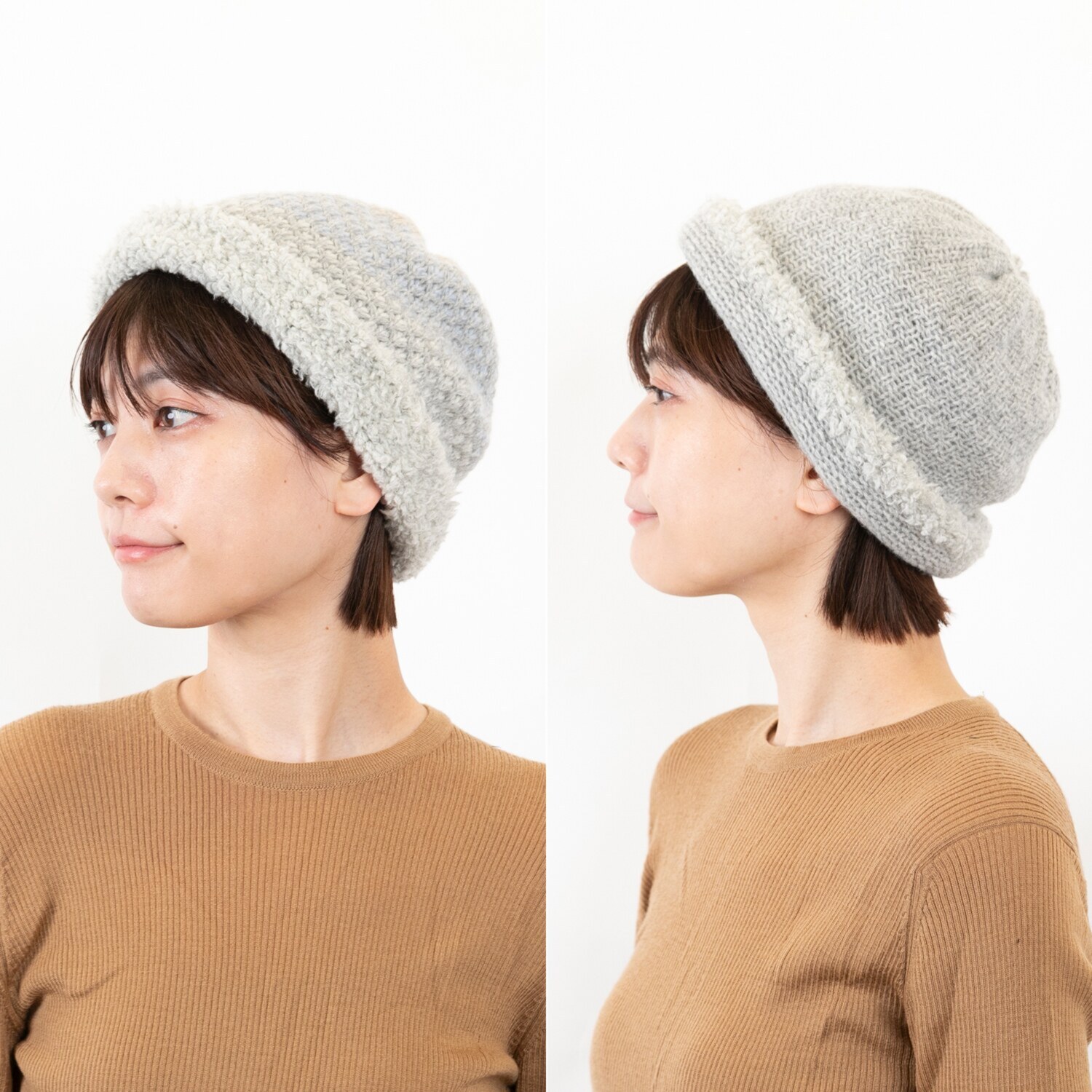 ベル・モード リバーシブルで ４通り楽しめる！ 日本製 タスマニアラムウール混 ニットワッチ