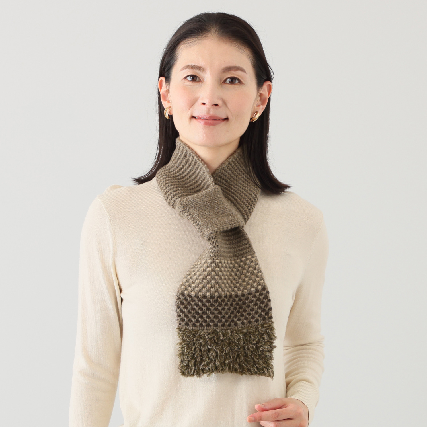 ベル・モード 日本製 タスマニアラムウール混 プチマフラー