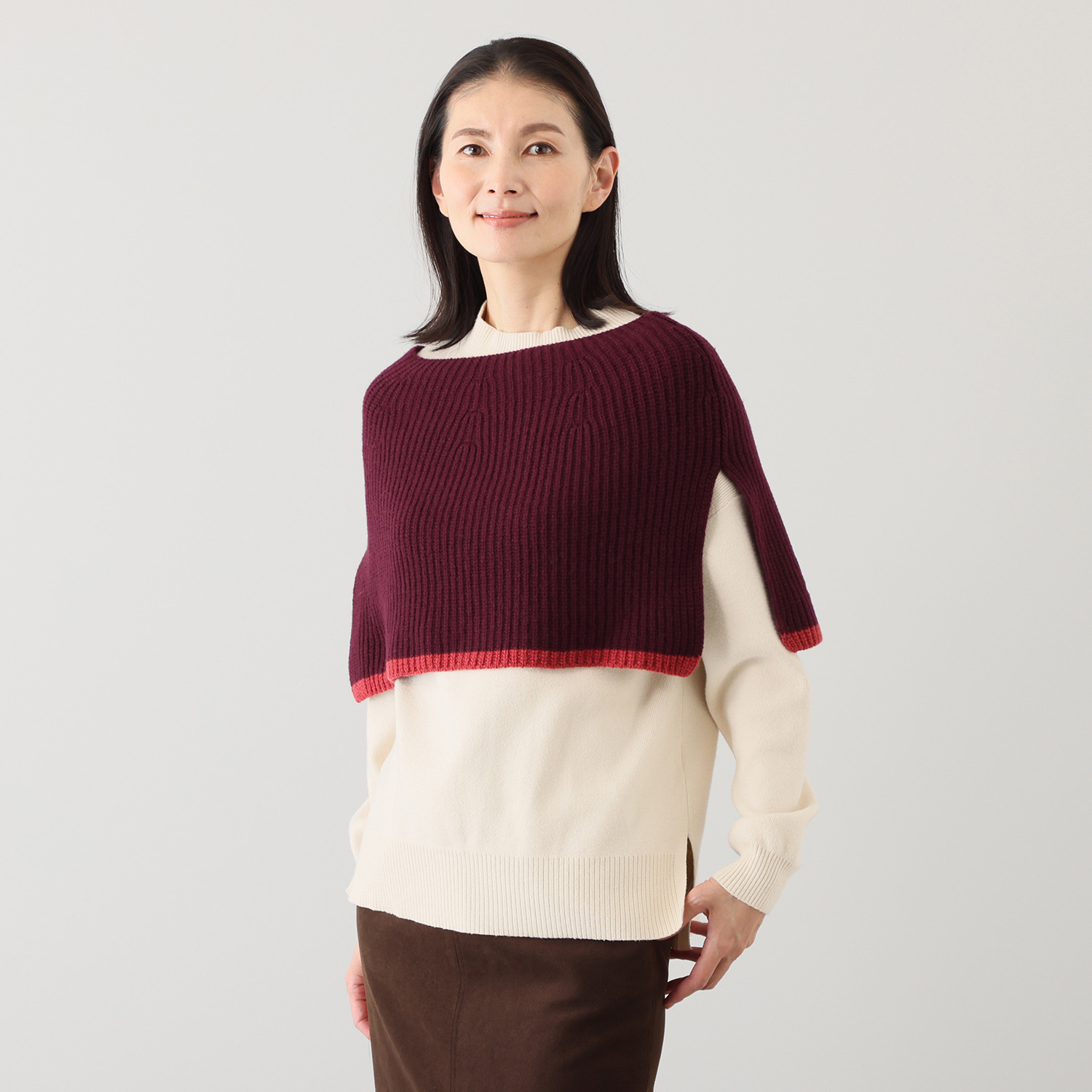 ベル・モード 日本製 タスマニア ラムウール１００％ ポンチョ