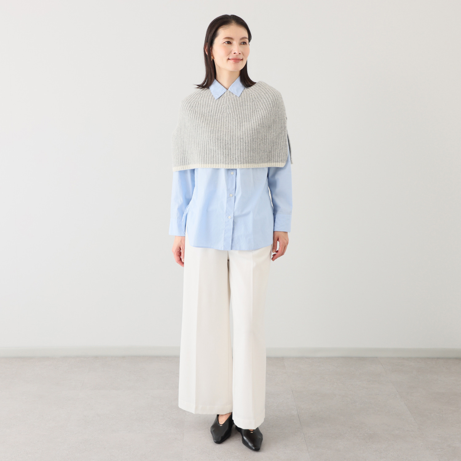 ベル・モード 日本製 タスマニア ラムウール１００％ ポンチョ