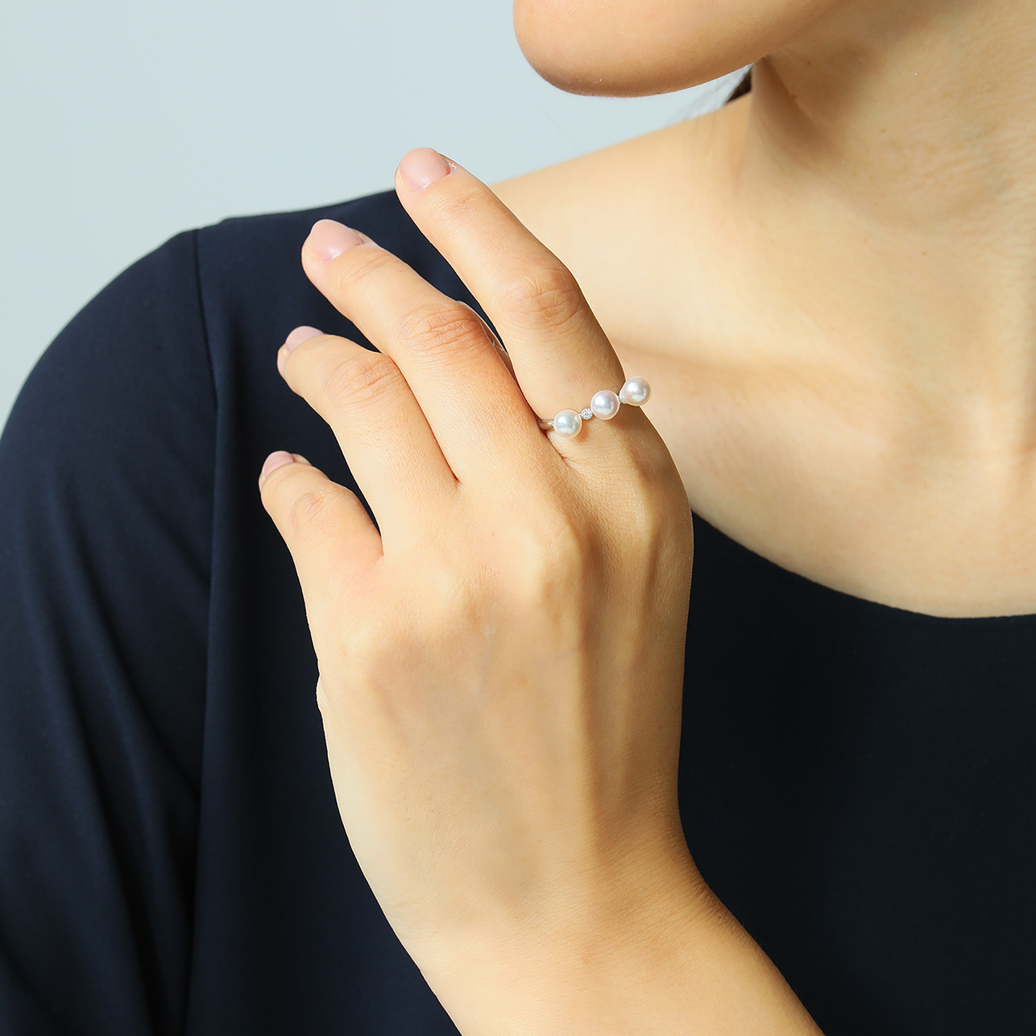 ブーレ シルバー 国産 ベビーアコヤパール＆ＣＺ デザインリング