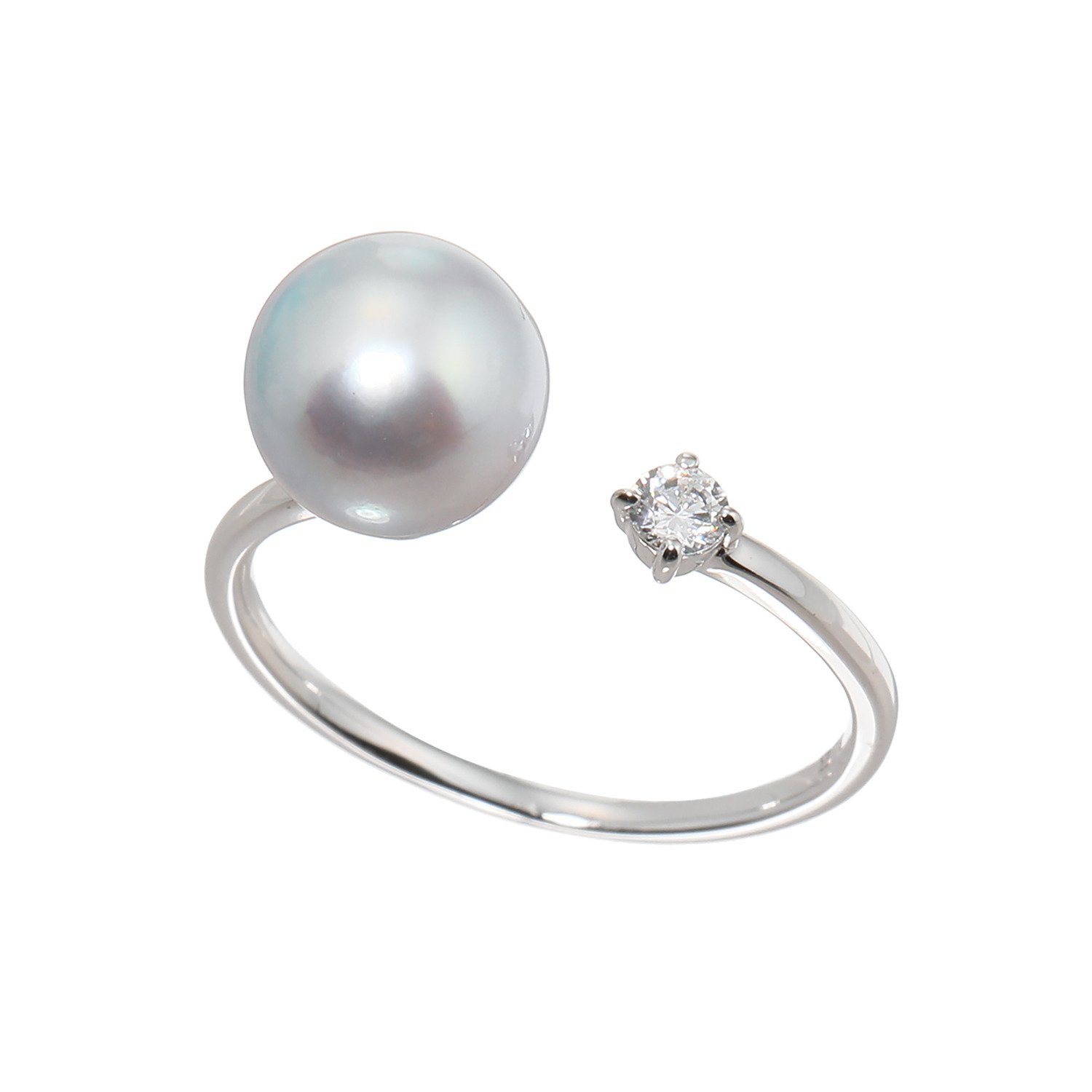 ブーレ シルバー 国産無調色 ナチュラルブルーグレー 大玉アコヤパール＆ＣＺ フォークリング