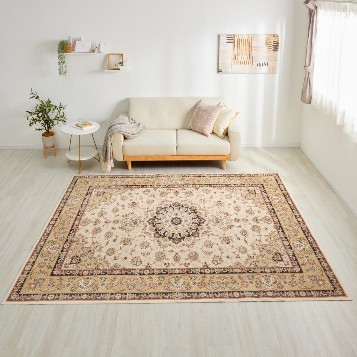 格調高い ペルシャンデザイン 手触りなめらか プルメイジュカーペット ＜２００×２５０ｃｍ＞