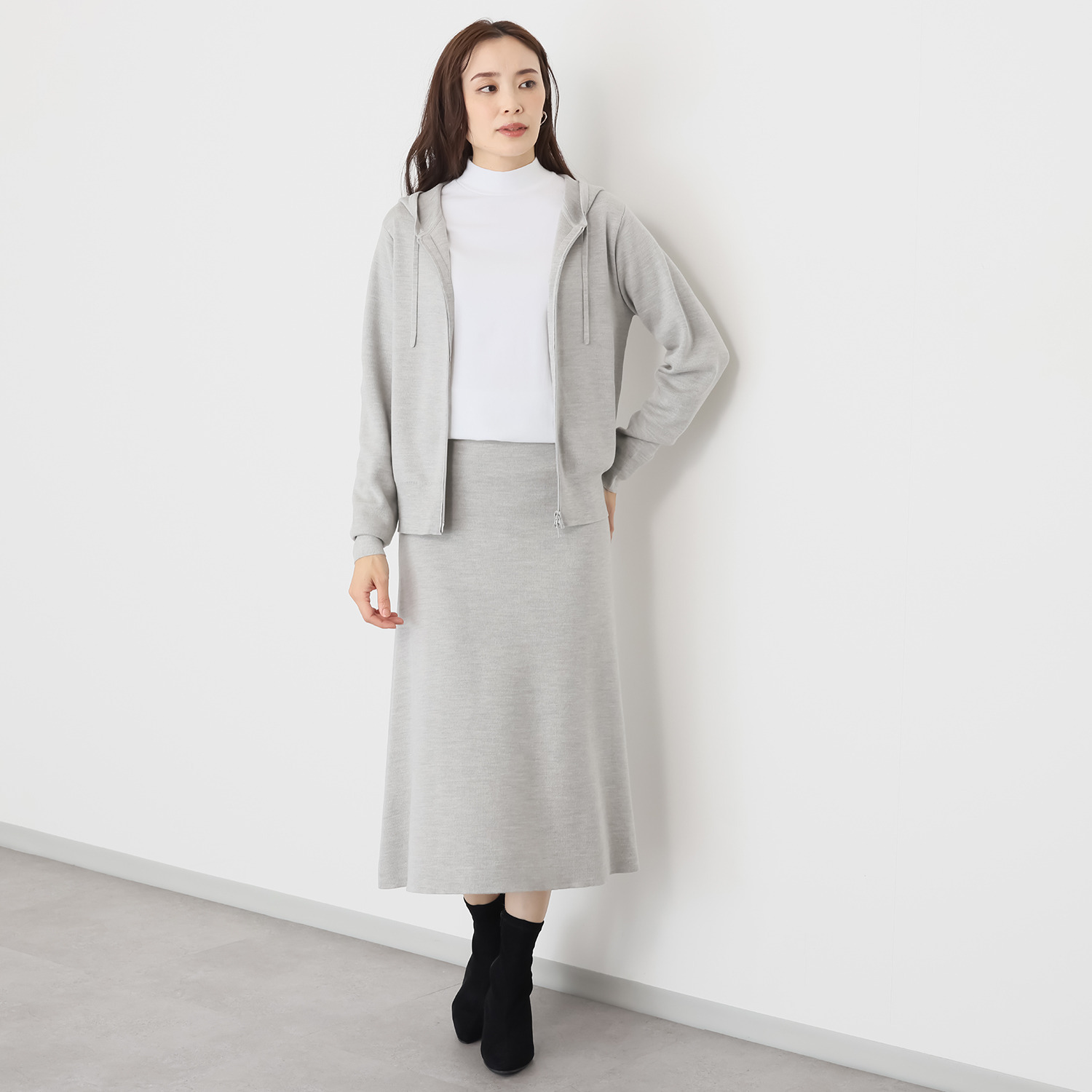 タルマス　ブランチ ウールシルク ダブルジャガード スエットスカート