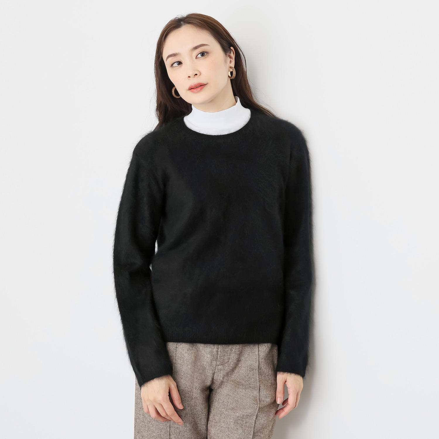 タルマス　ブランチ ウール１００％ ファー加工 クルーネックプルオーバー