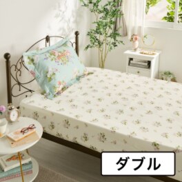 ローラアシュレイ ローズモア コットン１００％サテン フィッティドシーツ ＜ダブル＞