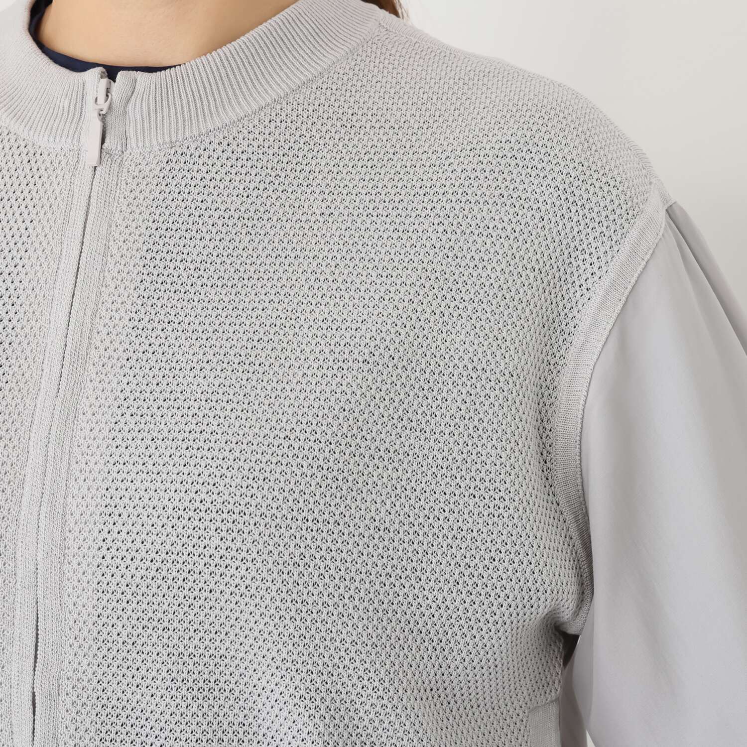 ゼラールスポーツ さっと羽織れておしゃれ！ リネン混タック編 布帛コンビブルゾン