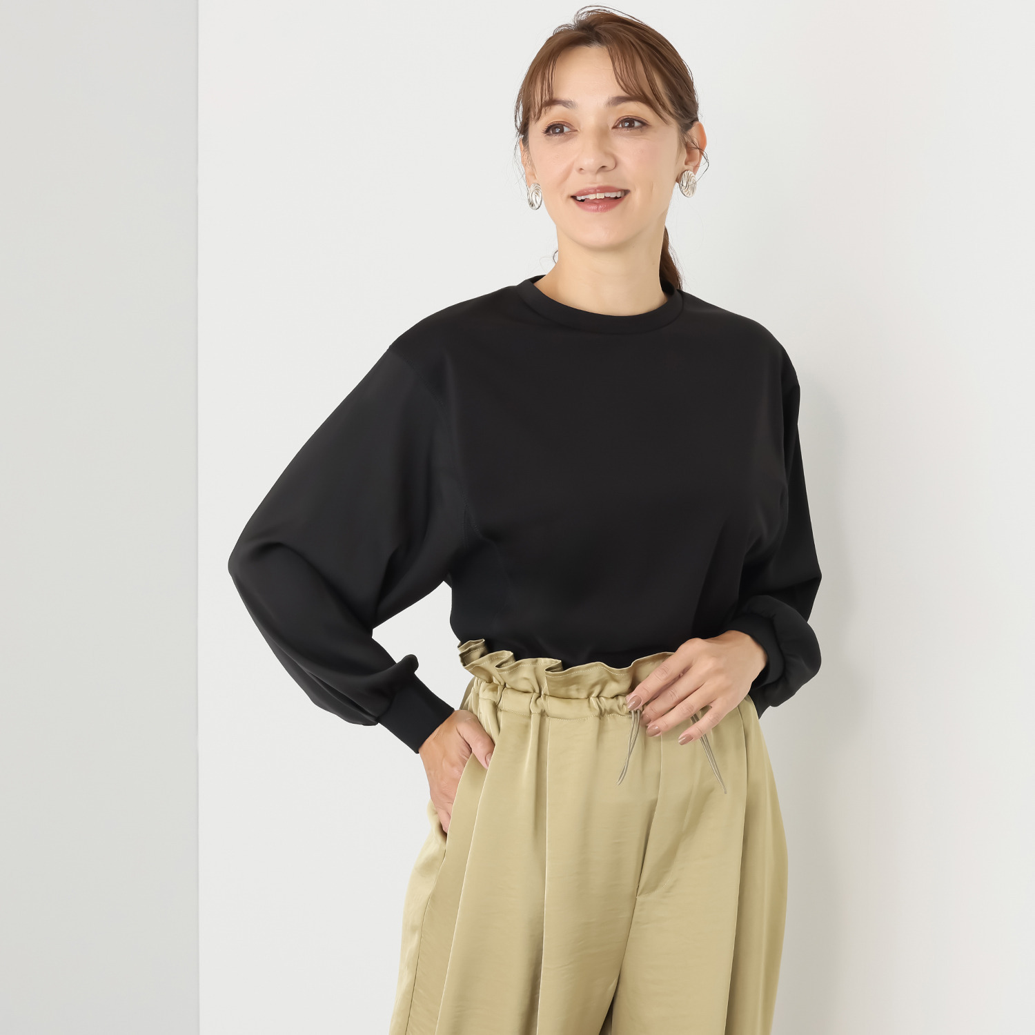 ゼラールスポーツ 細見え確定！ スーピマコットン混 ハイゲージポンチ ニットコンビプルオーバー