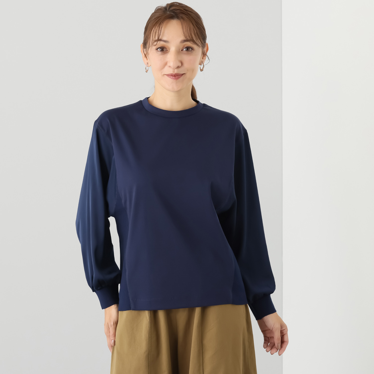 ゼラールスポーツ 細見え確定！ スーピマコットン混 ハイゲージポンチ ニットコンビプルオーバー