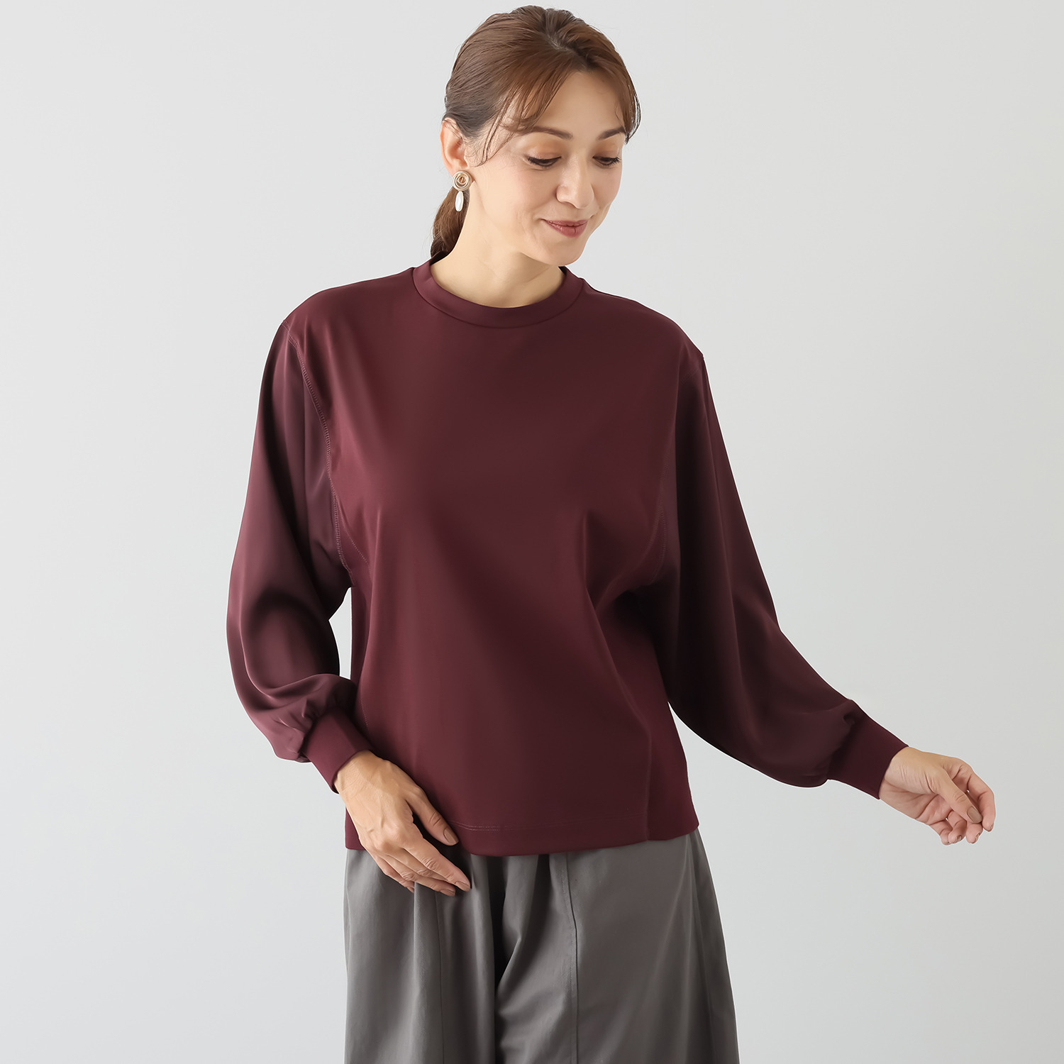 ゼラールスポーツ 細見え確定！ スーピマコットン混 ハイゲージポンチ ニットコンビプルオーバー