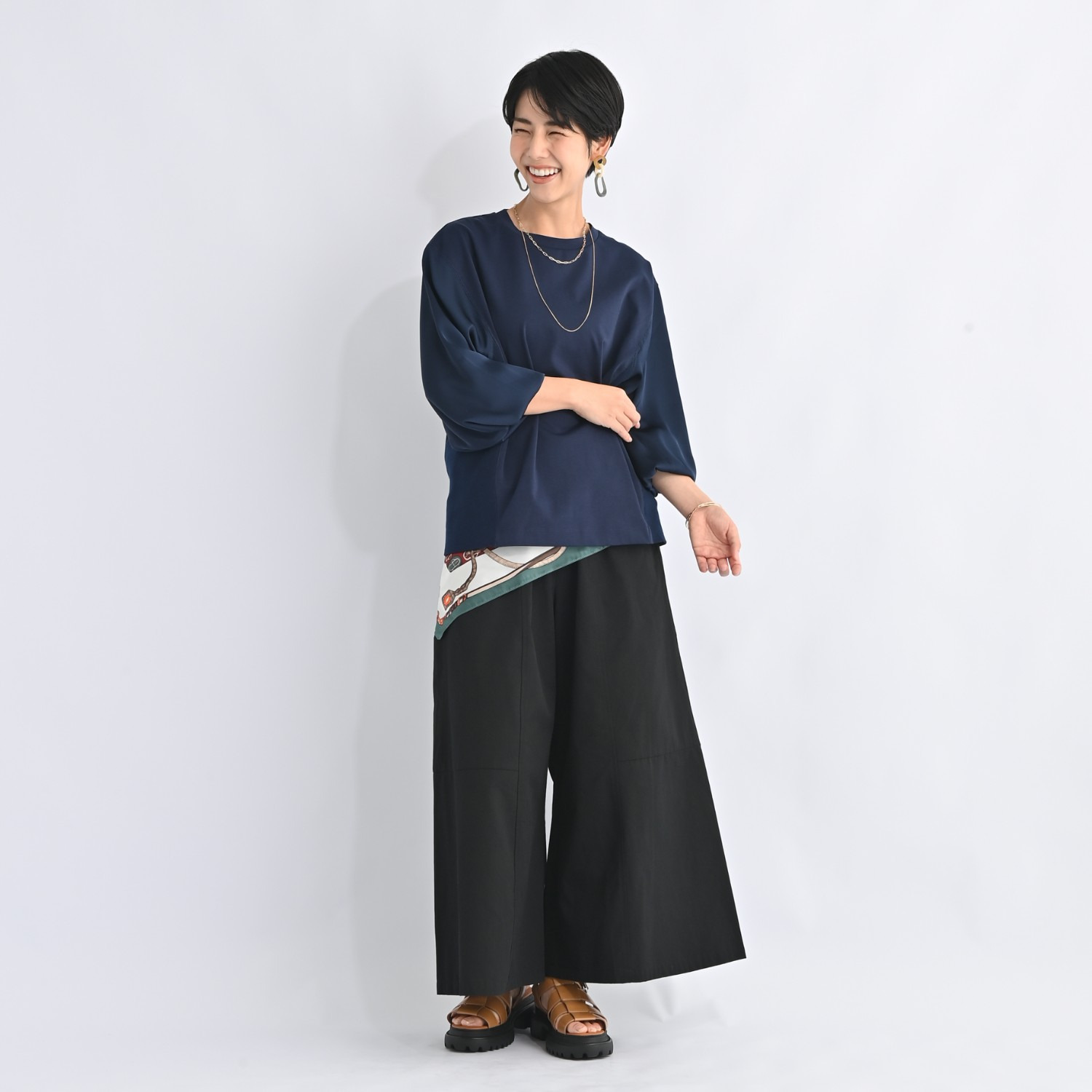 ゼラールスポーツ 細見え確定！ スーピマコットン混 ハイゲージポンチ ニットコンビプルオーバー