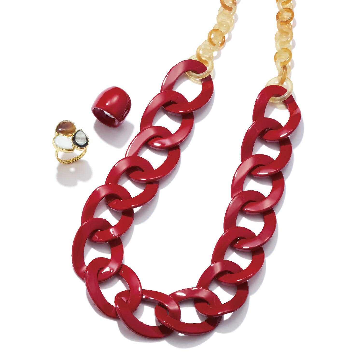 ミル・レーヴ 水牛 ペアシェイプ トリカラーデザイン リング