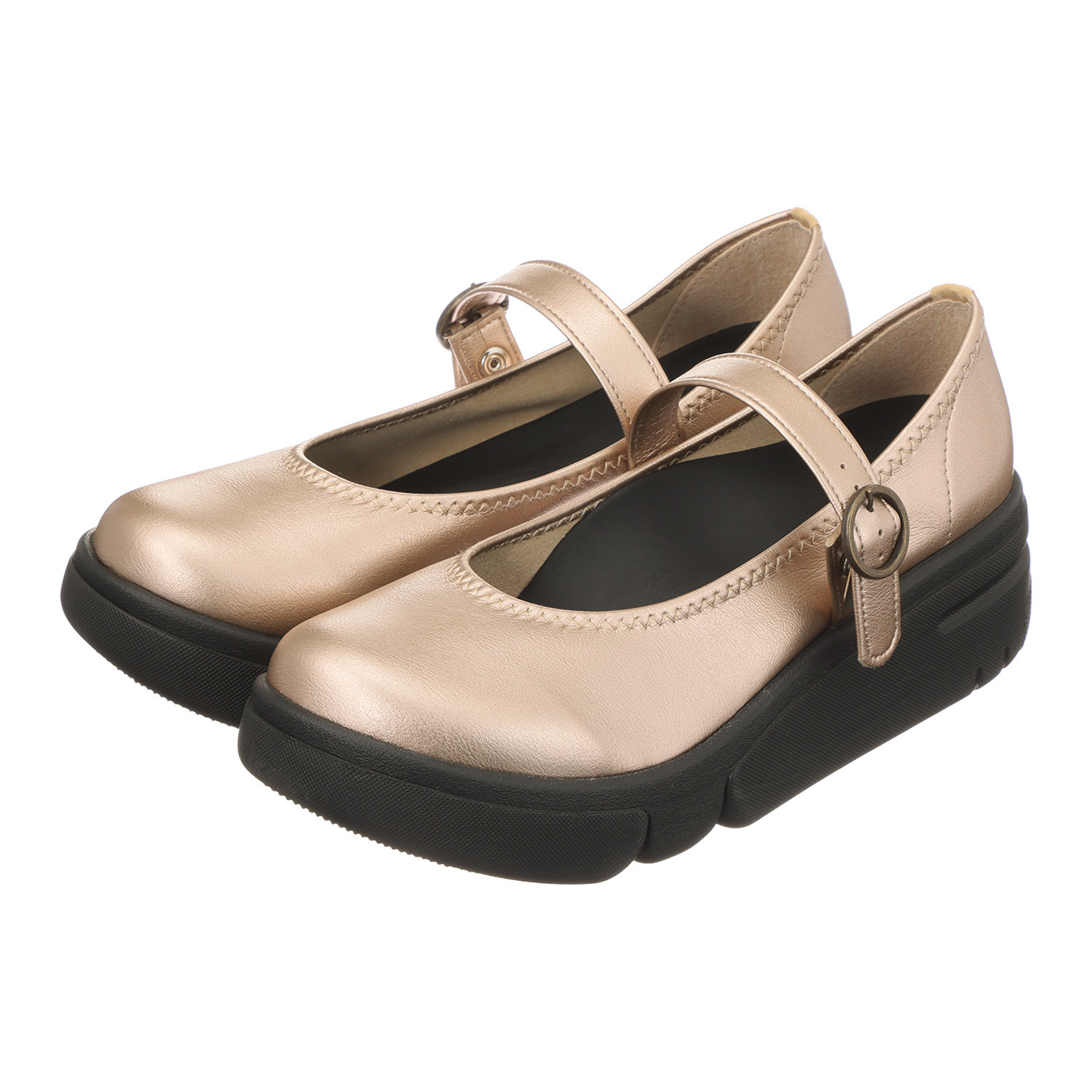 リゲッタ 日本製 アーチサポート ルーペインソール 厚底軽量 ストラップパンプス