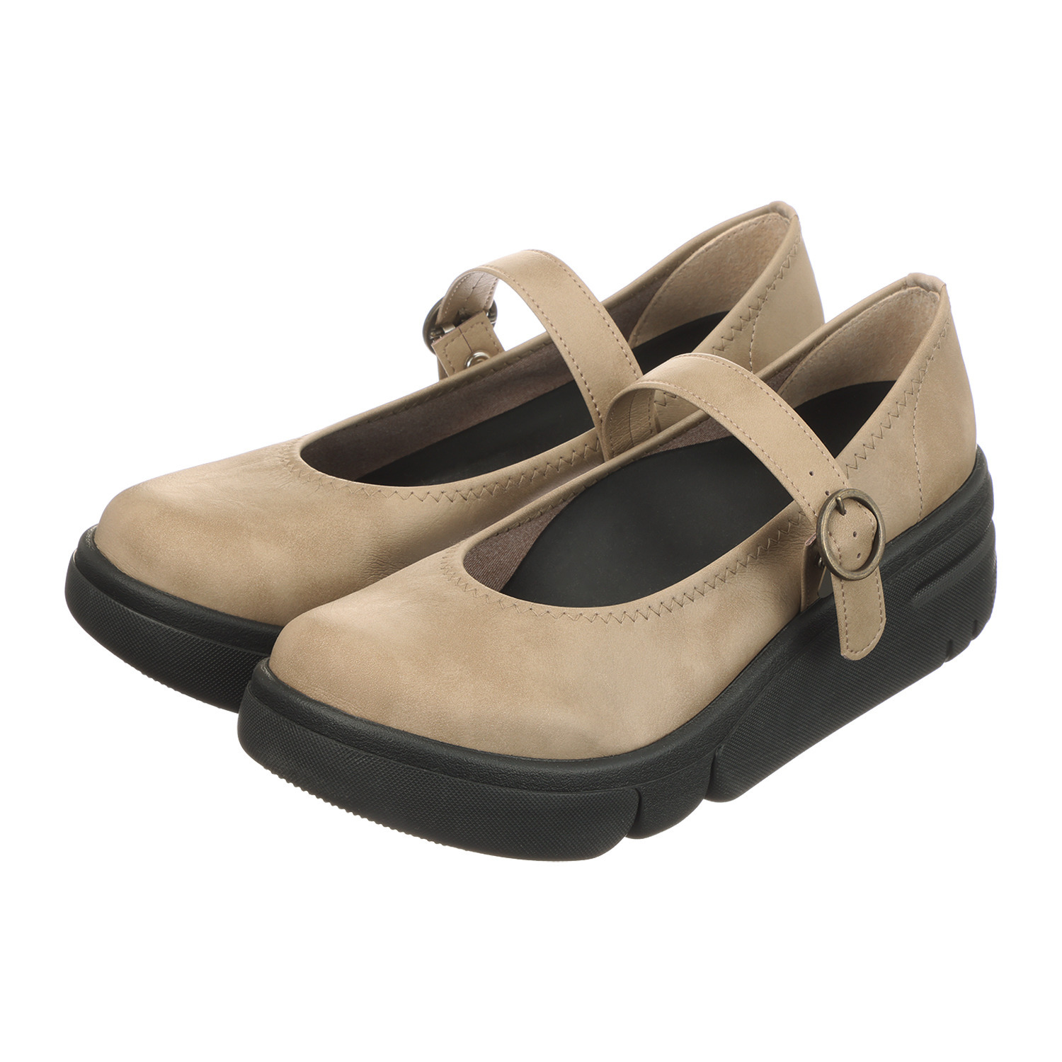 リゲッタ 日本製 アーチサポート ルーペインソール 厚底軽量 ストラップパンプス