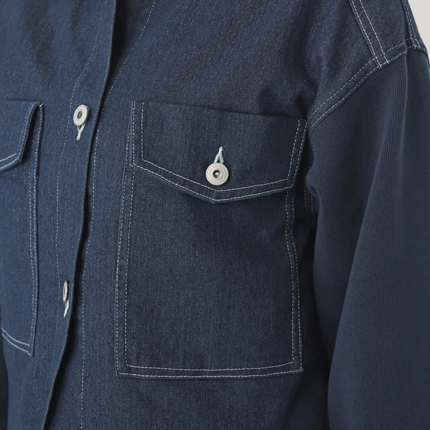 イシカワラボ★ヒトミ ストレッチデニム ニットスリーブアクセント Ｇジャン風ジャケット