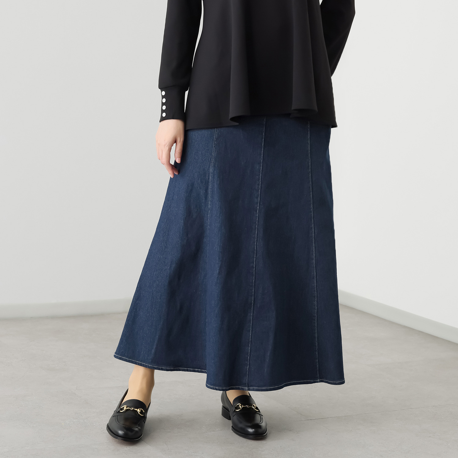 イシカワラボ★ヒトミ ストレッチデニム ８枚接ぎ マーメイドスカート