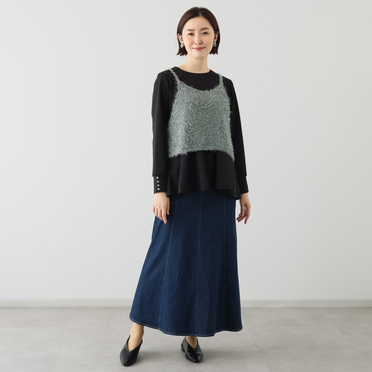 イシカワラボ★ヒトミ ストレッチデニム ８枚接ぎ マーメイドスカート