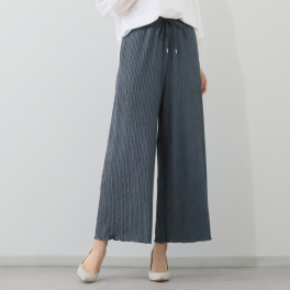 アンリック　オー　ブルー ふくれジャガード プリーツ見え セミワイドパンツ