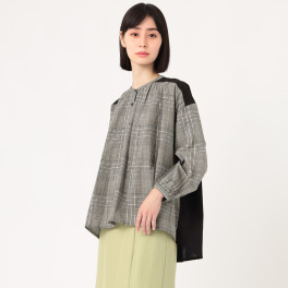 エムエムオー コットン１００％ 先染めキャンブリック チェックブラウス